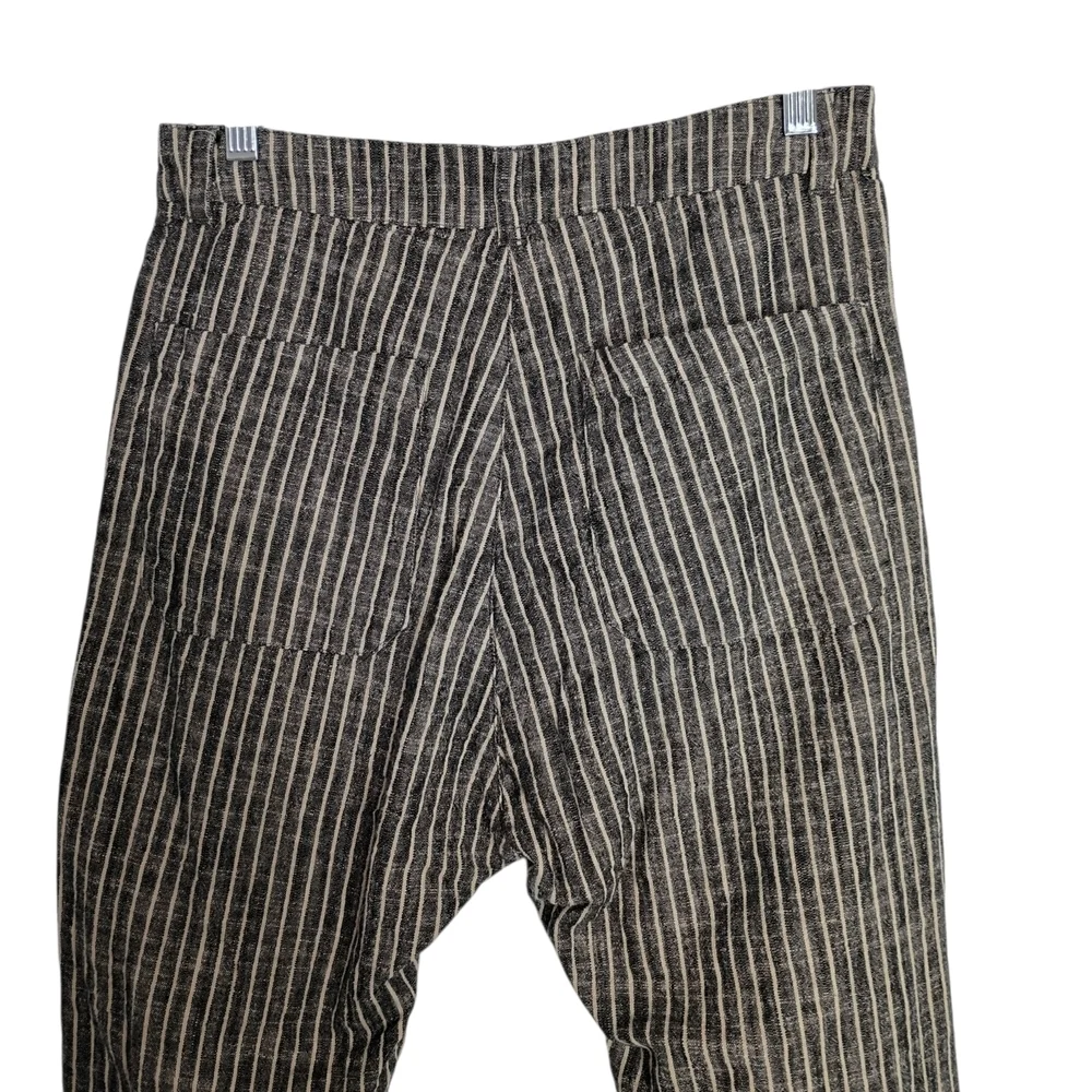 Zara - Striped High Rise Cropped Linen Blend Pants - Size 30